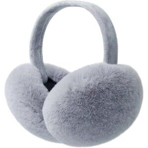 Women Winter Ear Muffs Faux Fur Warm Earmuffs Foldable Outdoor Ear Warmers Grey
